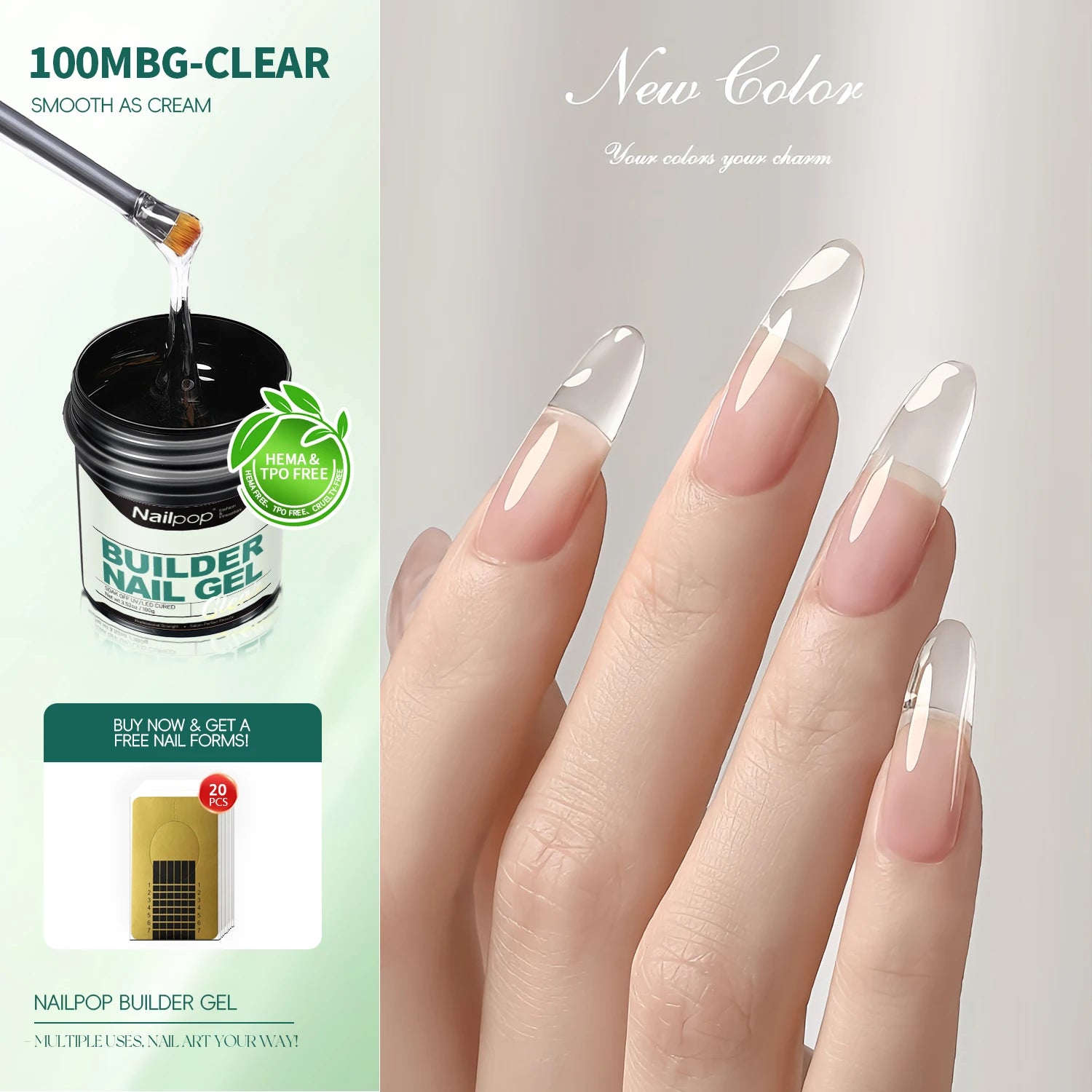 Gel de Construction UV/LED - Builder Gel Nailpop Milky Smooth 30 g ou 100 g