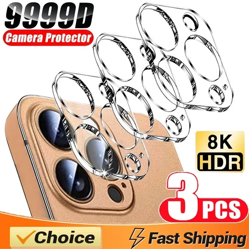 Protecteur d'objectif de caméra en verre, 3 pièces, pour iPhone 15 14 13 11 12 16 Pro Max – Film de protection en verre pour iPhone 13 Mini 15 16 Plus