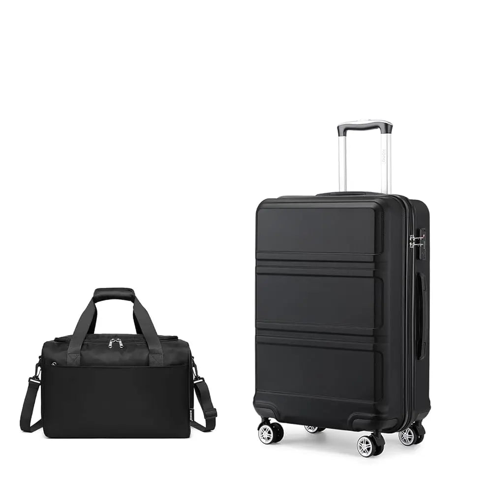 Ensemble de bagages rigides 2 pièces avec sac de voyage S/M/L KONO – roulettes 360°, serrure TSA, valises S-M-L