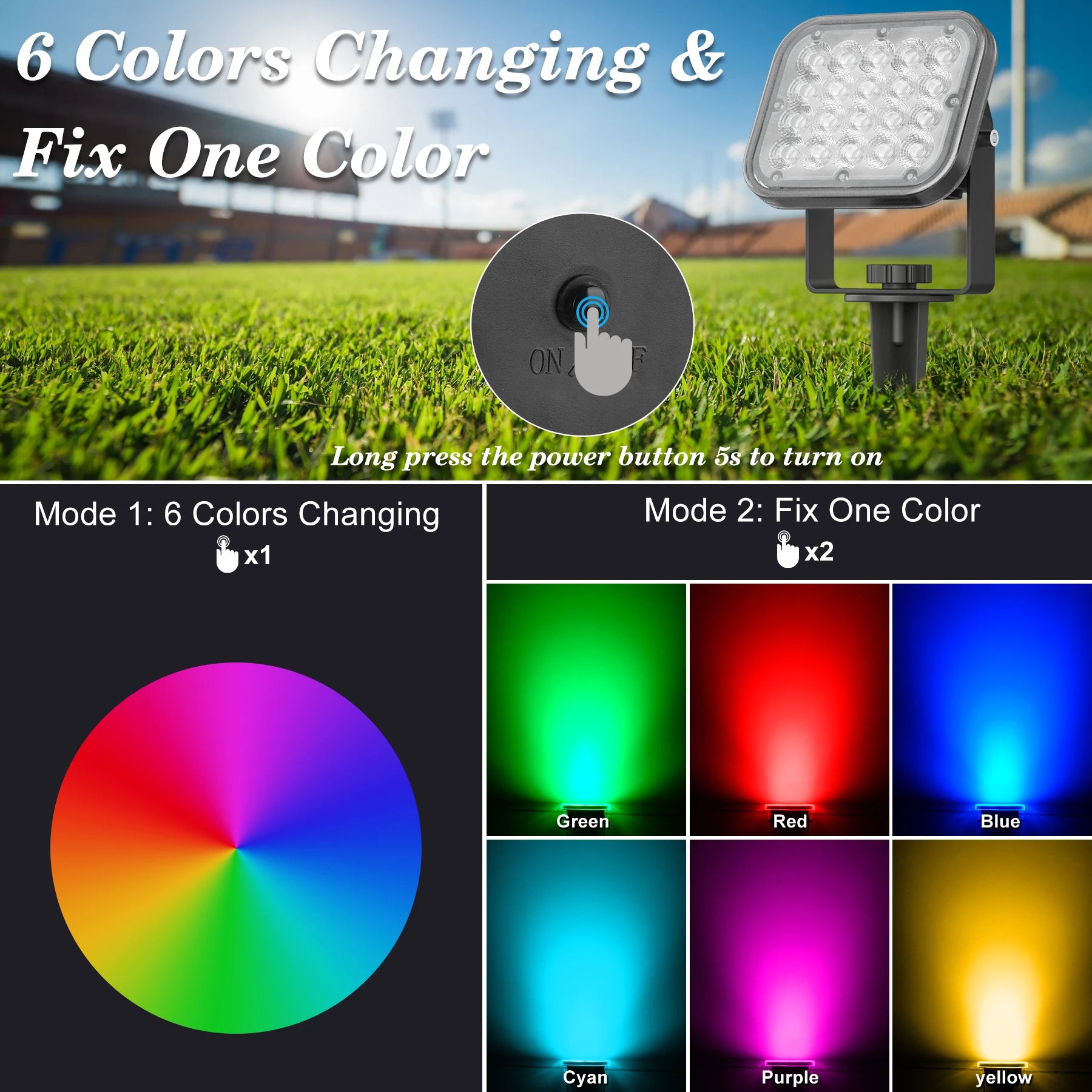 T-SUNRISE LED-Solarleuchte – IP65, 2-in-1 / 4-in-1 Außenbeleuchtung, 3000K/6000K/RGB, Garten- und Landschaftsleuchte