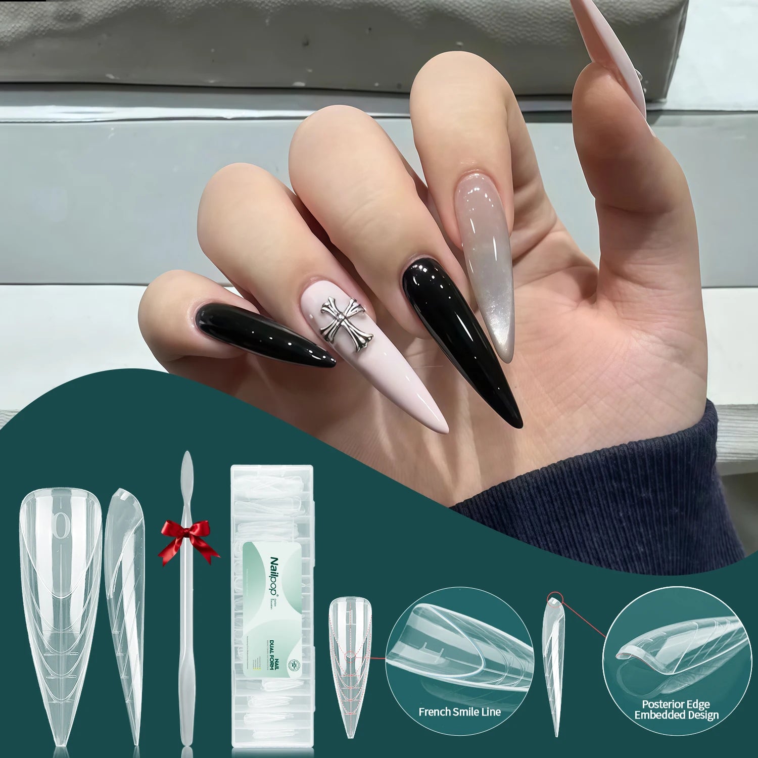 Formes doubles Stiletto pour ongles, 150 pièces