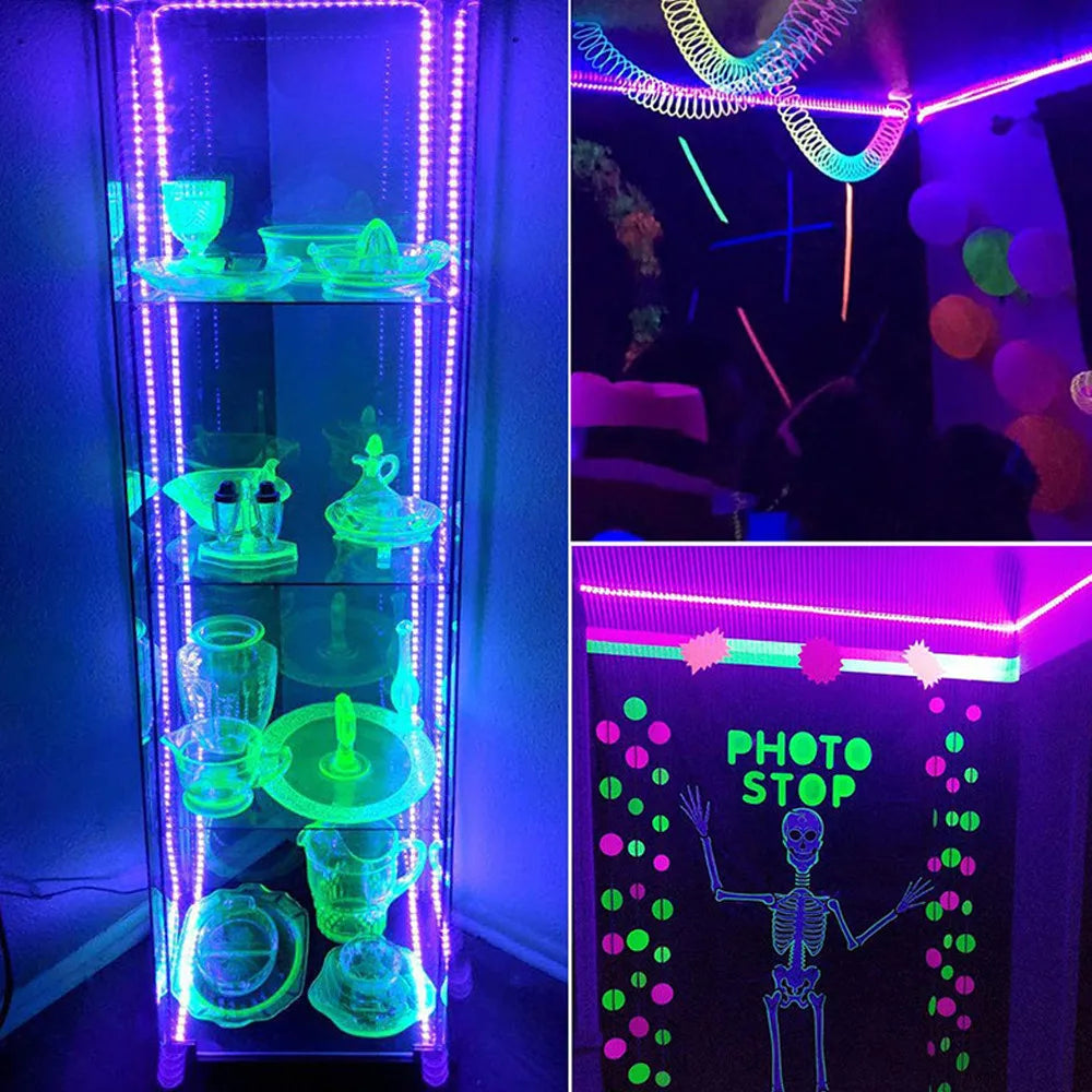 Bande LED UV 5V 395-405nm – 0,5M à 5M, 60LED/m SMD2835, lumière violette fluorescente USB avec interrupteur
