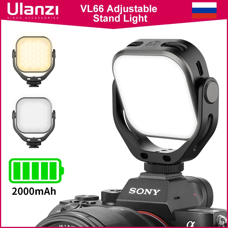Lampe vidéo LED Portable et réglable, avec support de montage rotatif à 360 degrés, rechargeable, DSLR SLR, VL66