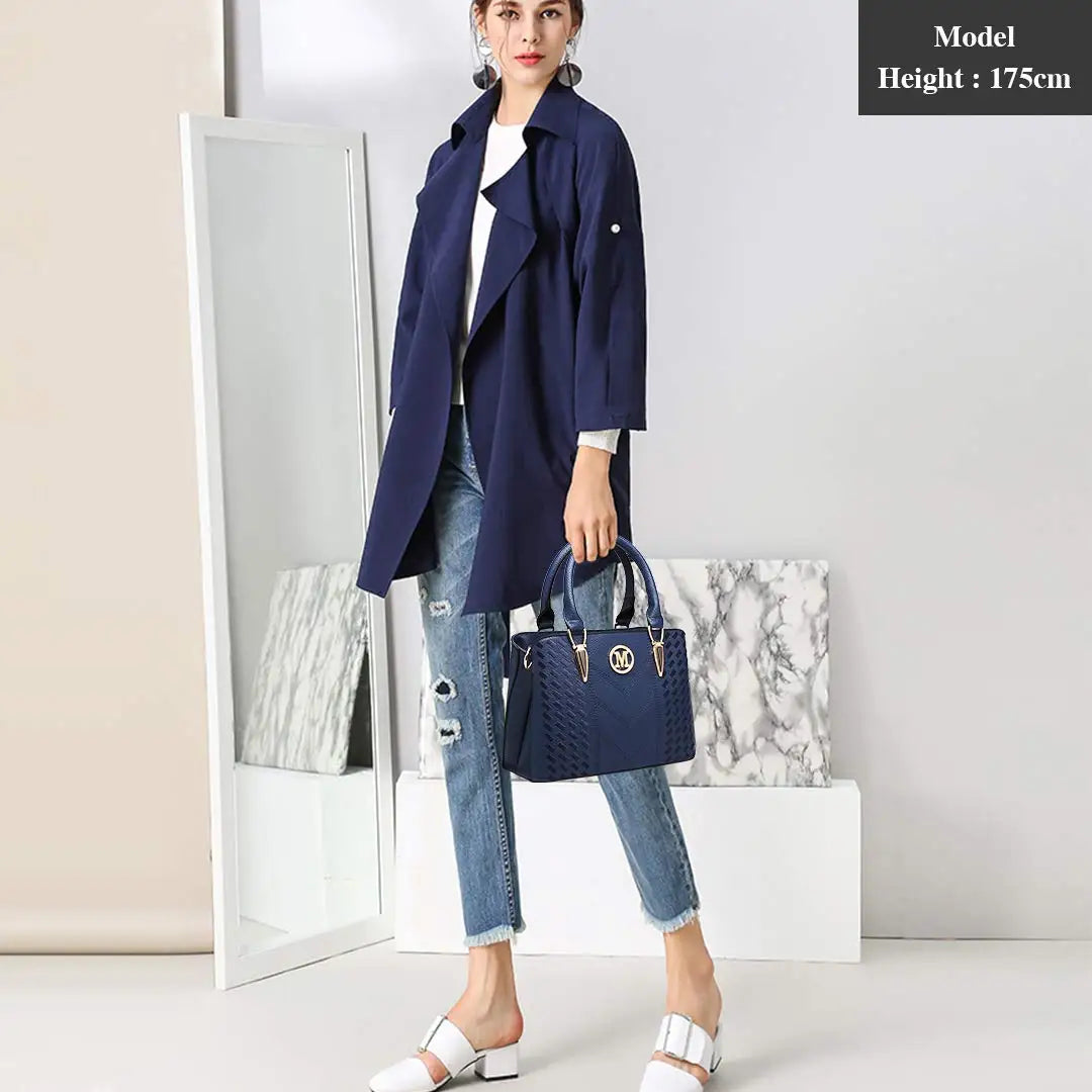 Sac à main à motif litchi pour femmes Miss Lulu – sac à poignée moyenne, élégant et polyvalent