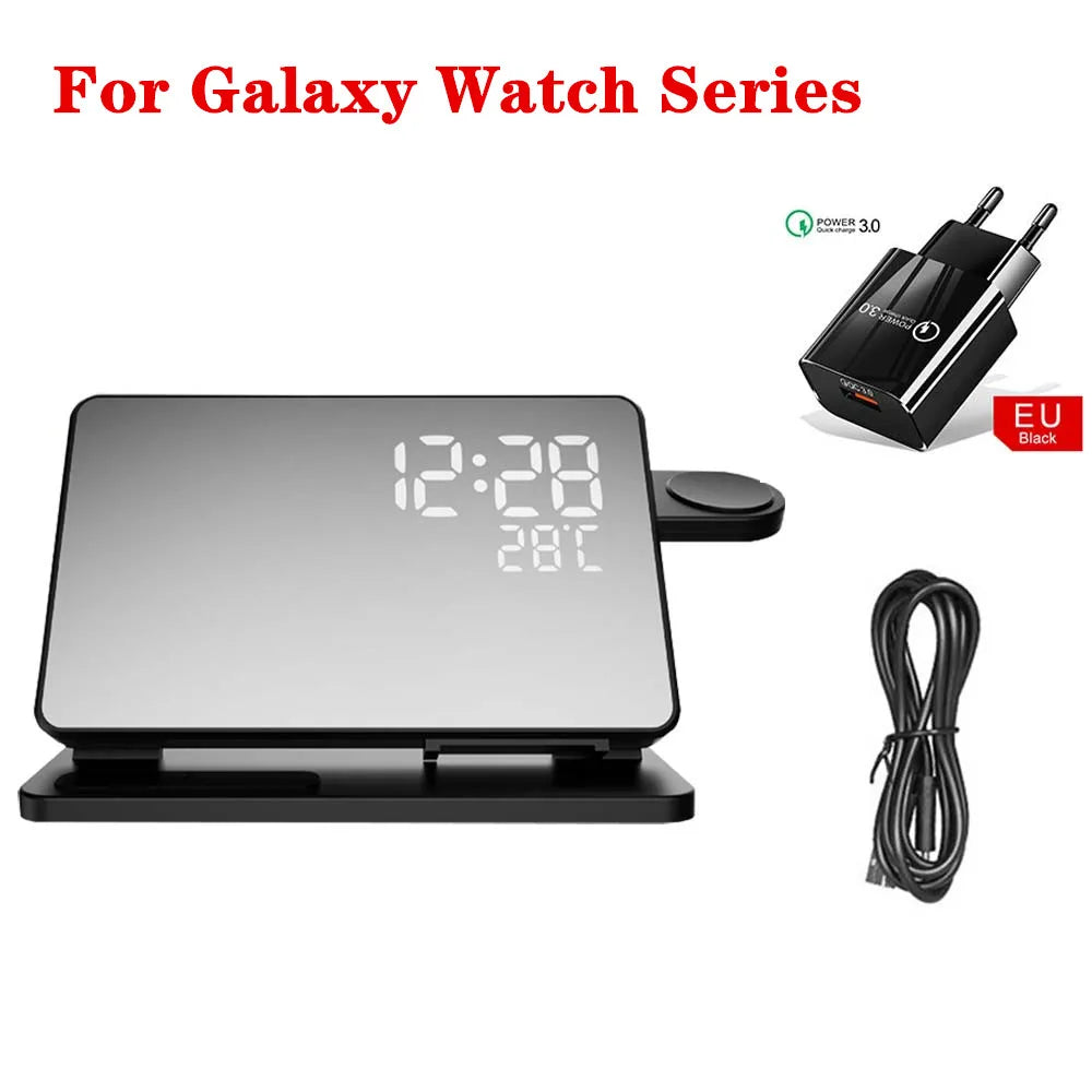 Chargeur sans fil 3 en 1 pour Samsung Galaxy Watch 6 5 Pro, station de charge rapide pour Galaxy S24 S23 S22, réveil, support de charge