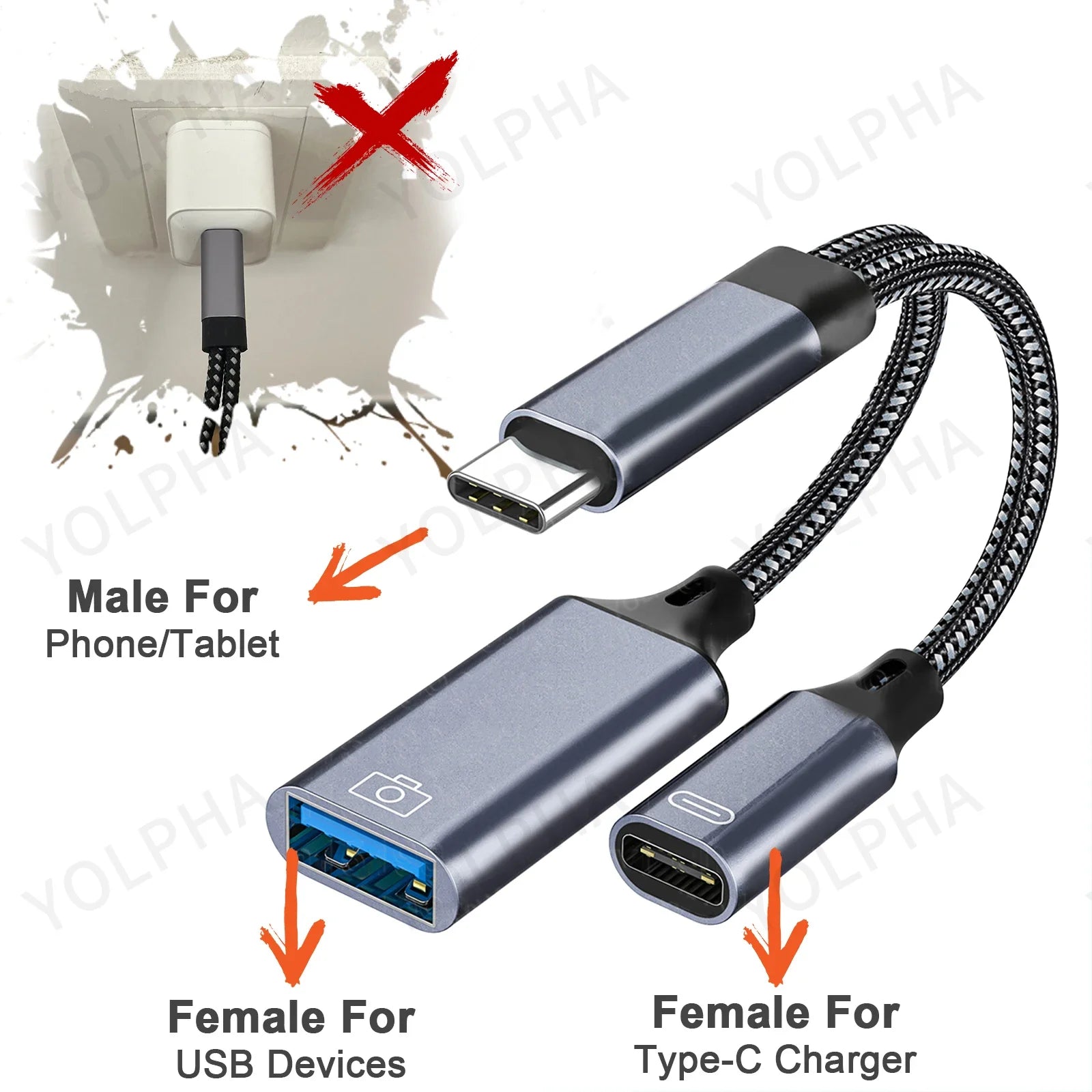 Câble adaptateur de téléphone USB C OTG 2 en 1, type C vers USB A, avec port de charge PD, pour Samsung, Huawei, Xiaomi, téléphone, ordinateur portable, tablette