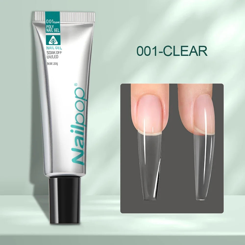 Kit PolyGel Extension d’Ongles 6 Couleurs avec Pinceau, Formes, Base et Top Coat