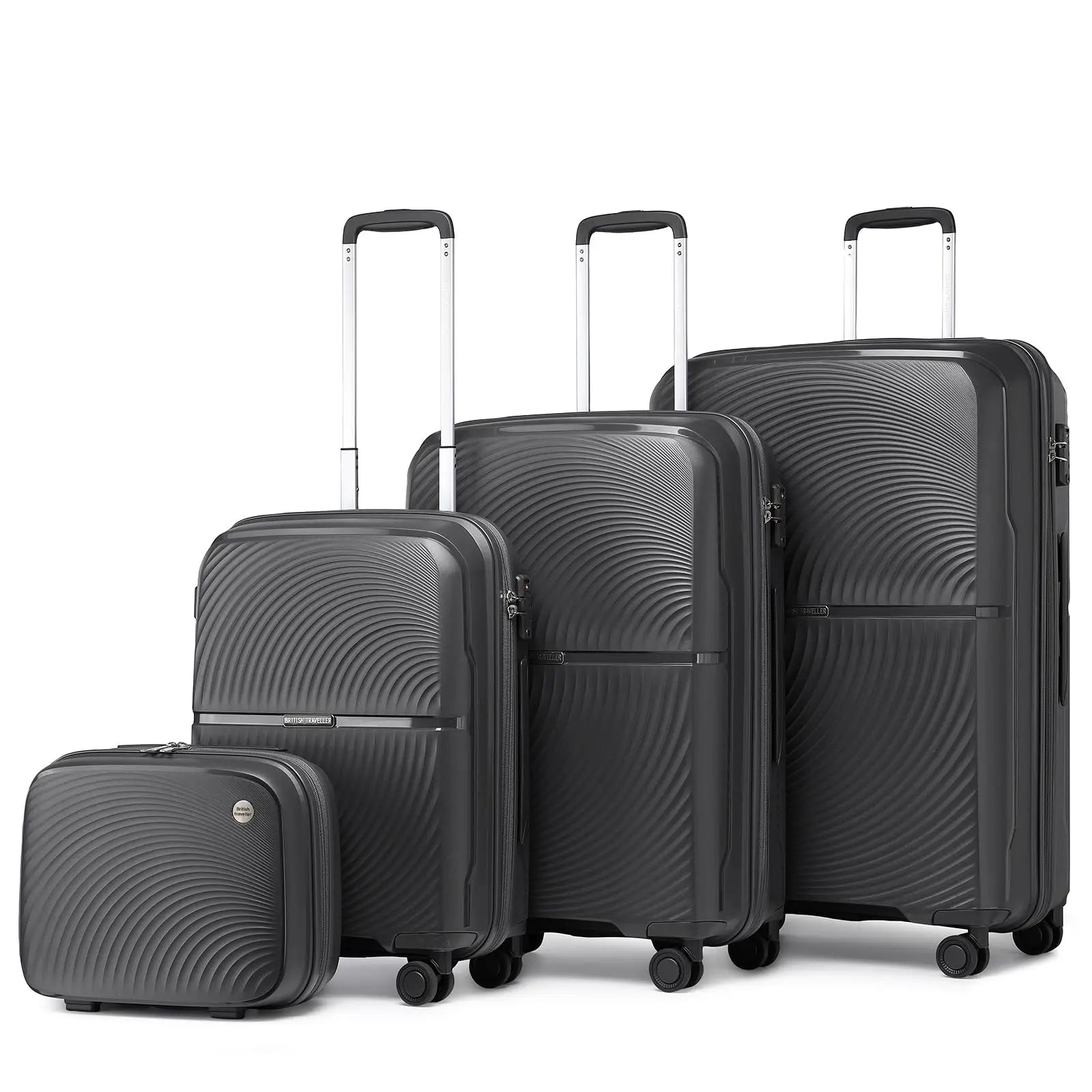 Ensemble de valises rigides British Traveler KONO, 4 pièces, PP, serrure TSA