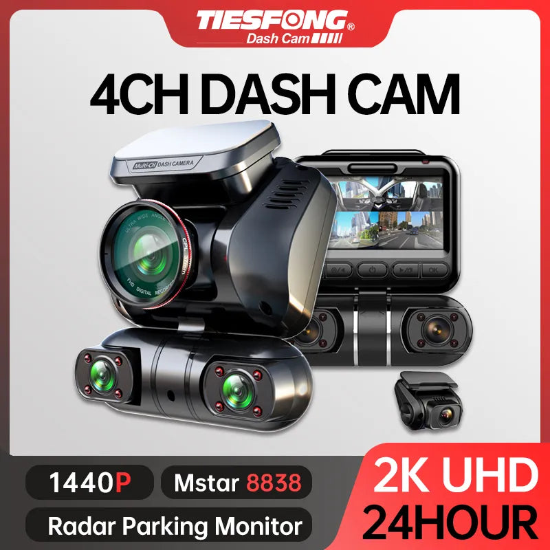 Caméra Dashcam M10max 2K 1440P de tableau de bord 4CH pour voiture, GPS
