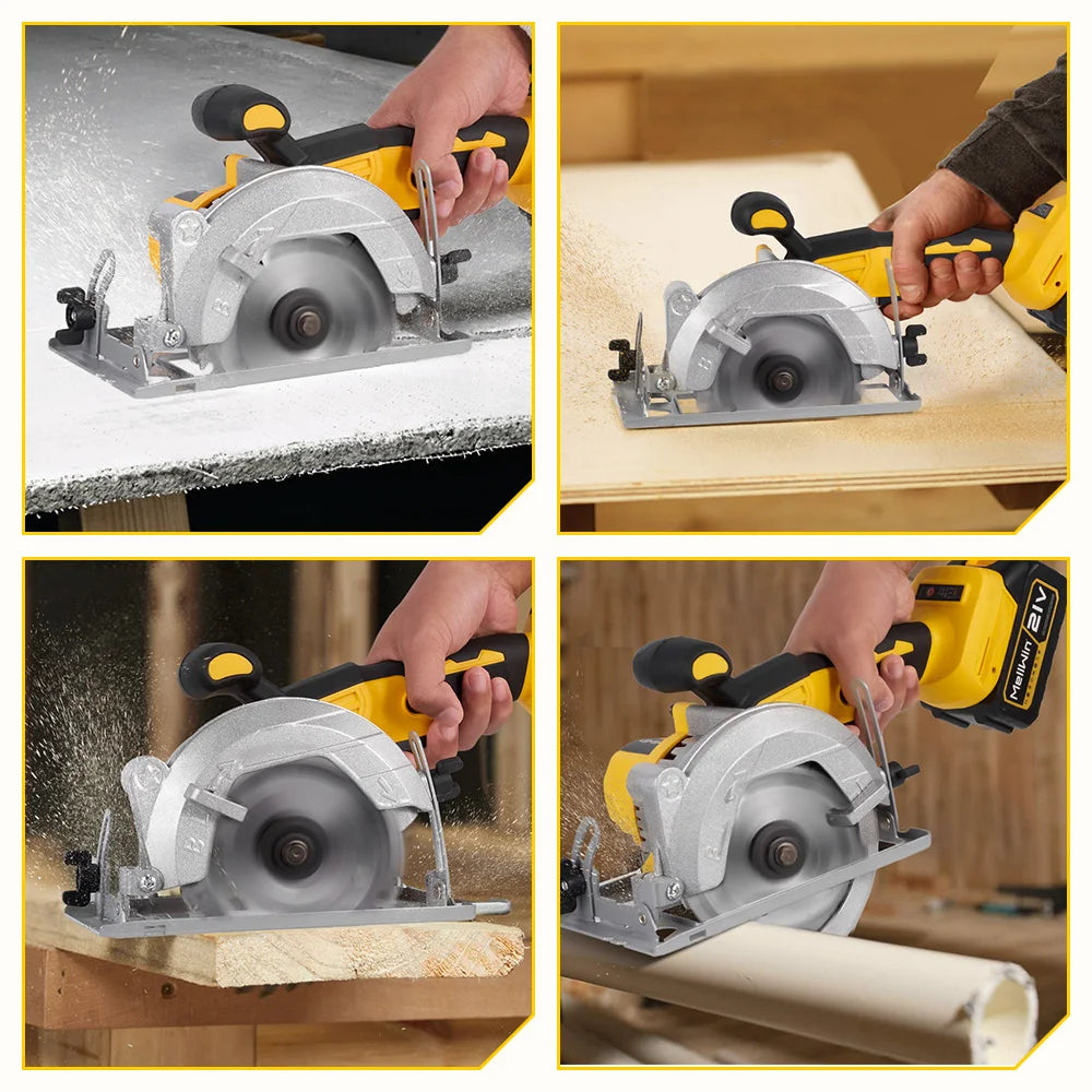 Scie Circulaire Électrique MELLWIN – Balais 125 mm (5 pouces), Outil Multifonction pour le Travail du Bois, Broche de Batterie Makita 18V