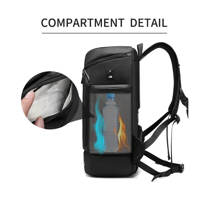 Sac à dos SUSHIMU – Double épaule pour hommes, randonnée et voyage, compartiment ordinateur portable