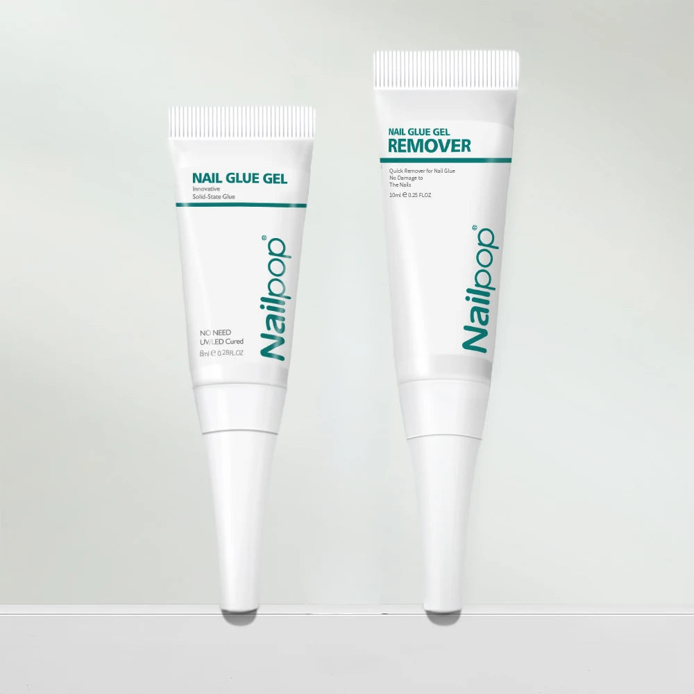 Colle à ongles avec pinceau, 2 pièces, transparent, pour faux ongles, strass et Nail Art