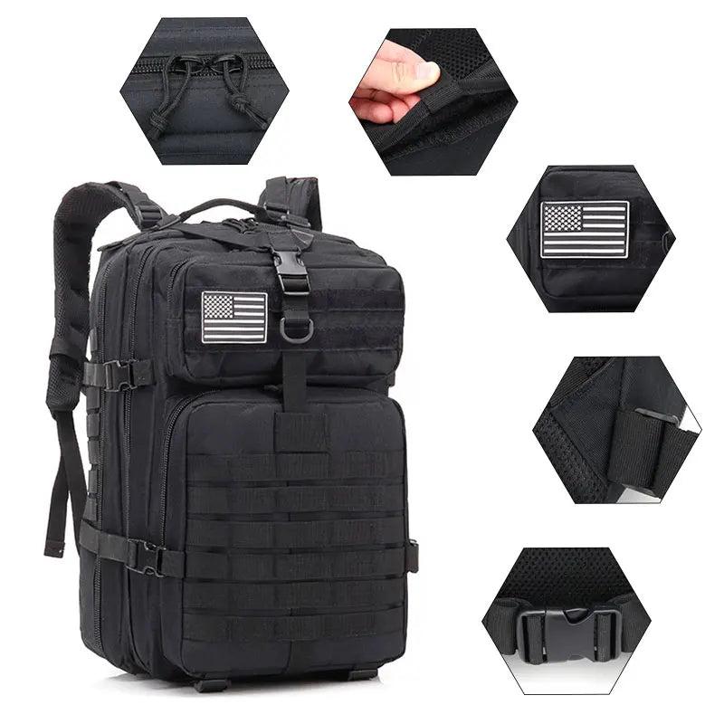 Sacs à dos pour hommes, sacs de voyage, survie en plein air, pack d'assaut 3P, EDC Molle Pack pour trekking, sac de chasse, 30 L, 45L