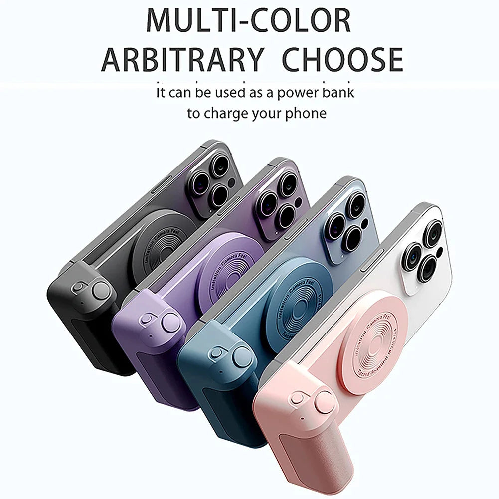Poignée magnétique pour smartphone Bluetooth, appareil photo, support d'invite photo, appareil à selfie anti-tremblement pour Android, Apple, Magsafe, chargement sans fil