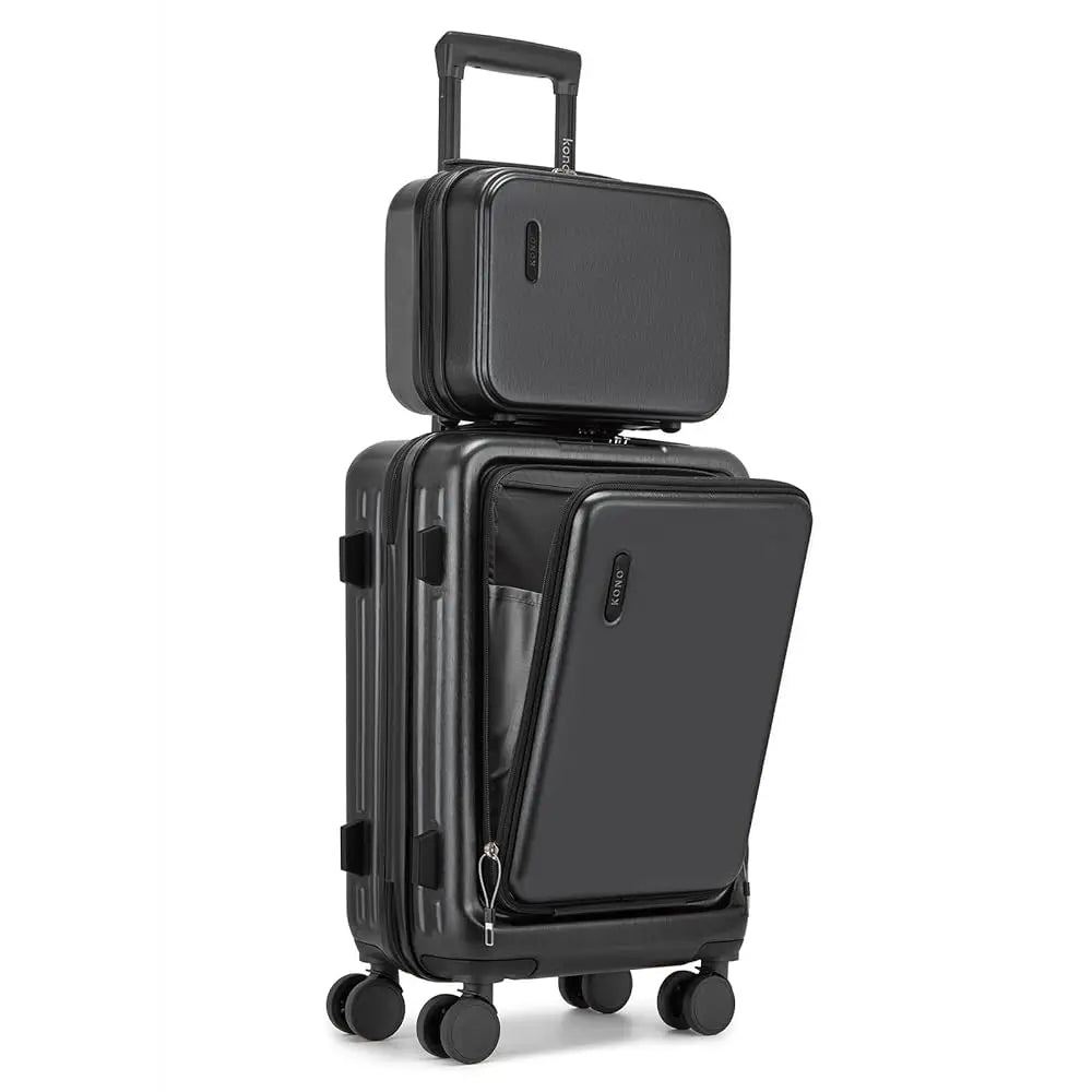 Coffret à bagages à main 20 pouces KONO 2 pièces – étui rigide ABS léger, 4 rouleaux doubles, serrure TSA, trousse à cosmétiques