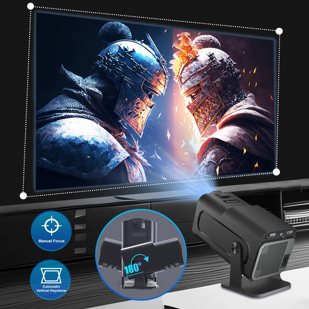 Projecteur Portable, Android 11, 390, ANSI HY320, 4K, Natif 1080P, WiFi 6 BTpig, HY300