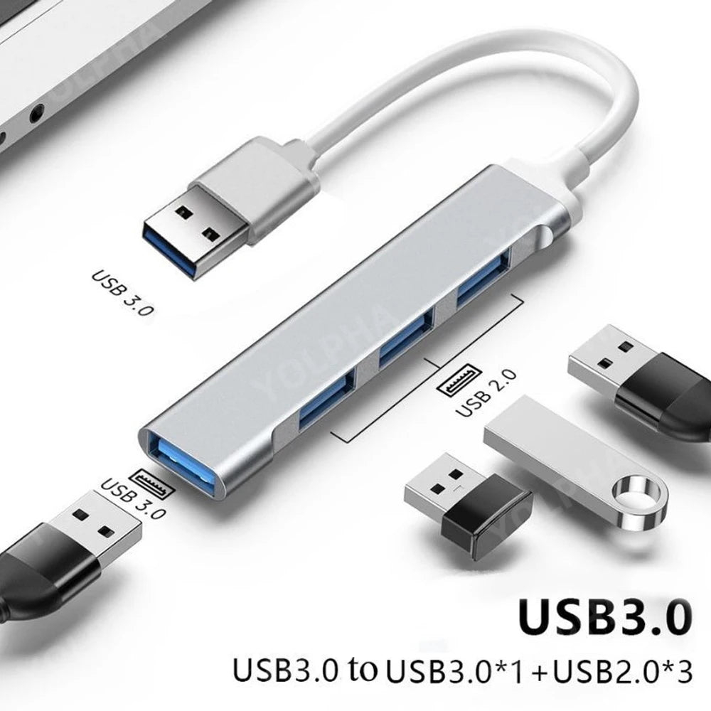 Airies USB 3.0 4 Port High Speed Typ C Splitter 5 Gbit/s für PC Computer Zubehör Multiport HUB 4 Port USB 3.0 2.0