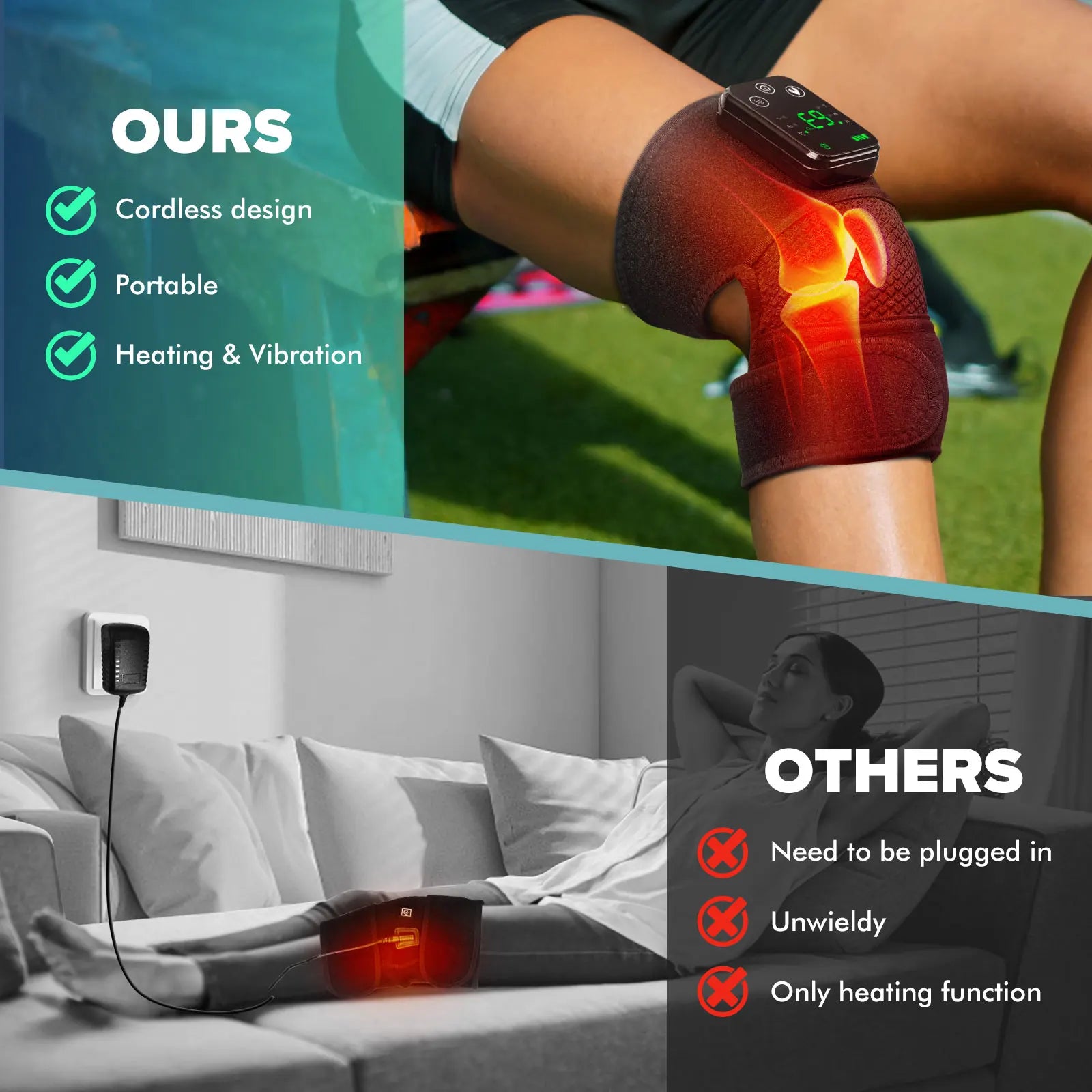 Appareil de massage pour genou, coude, épaule, genouillères, appareil de massage pour la circulation sanguine, soins de santé