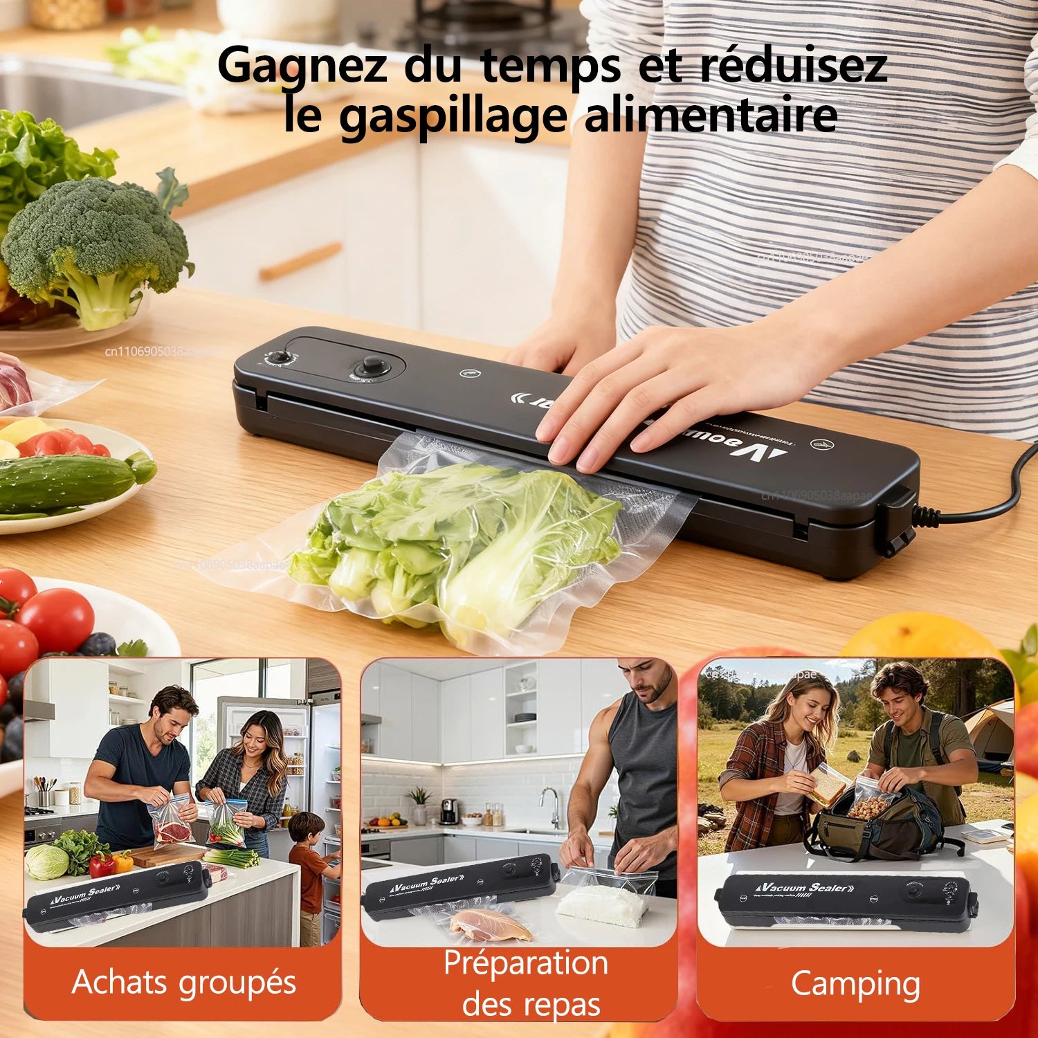 Machine à sceller sous vide entièrement automatique XMSJ – scelleuse électrique puissante pour aliments, usage domestique