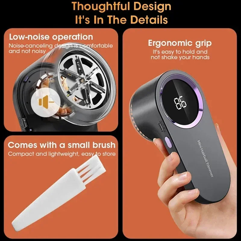 Rasoir Anti-bouloches électrique portable avec écran LED et rechargeable pour vêtements et tissus, trois niveaux de puissance pour la maison