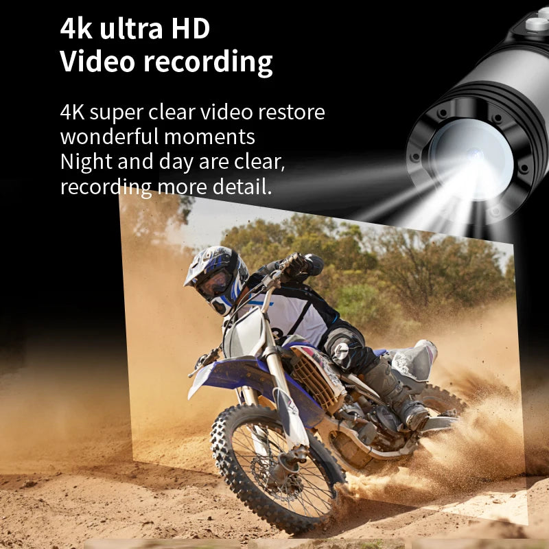 Mini caméra sport JETO 4K – Caméra stabilisée pour vélo, moto et activités outdoor