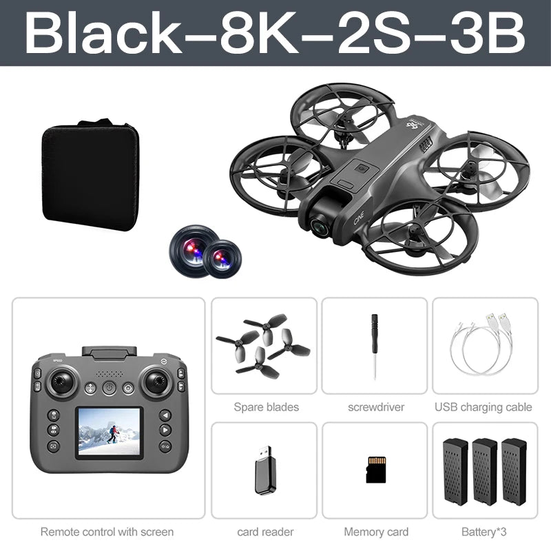 Drones MIJIA V666 HD 180° Drone quadrirotor pour éviter les obstacles, moteur sans balais, flux optique