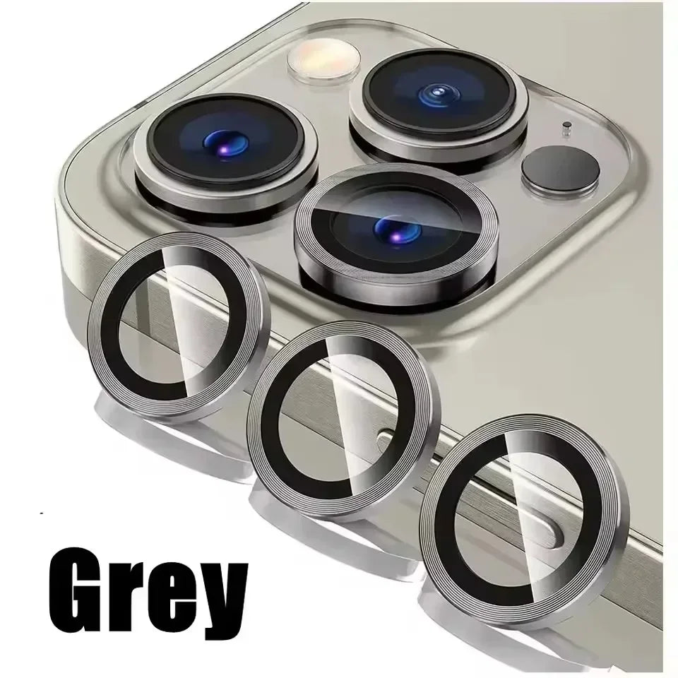 Verre de protection d'objectif en métal, 3 pièces, pour iPhone 13 12 11 15 16 17Pro Max Mini, Film de protection d'objectif de caméra arrière pour iPhone 16 15 Plus