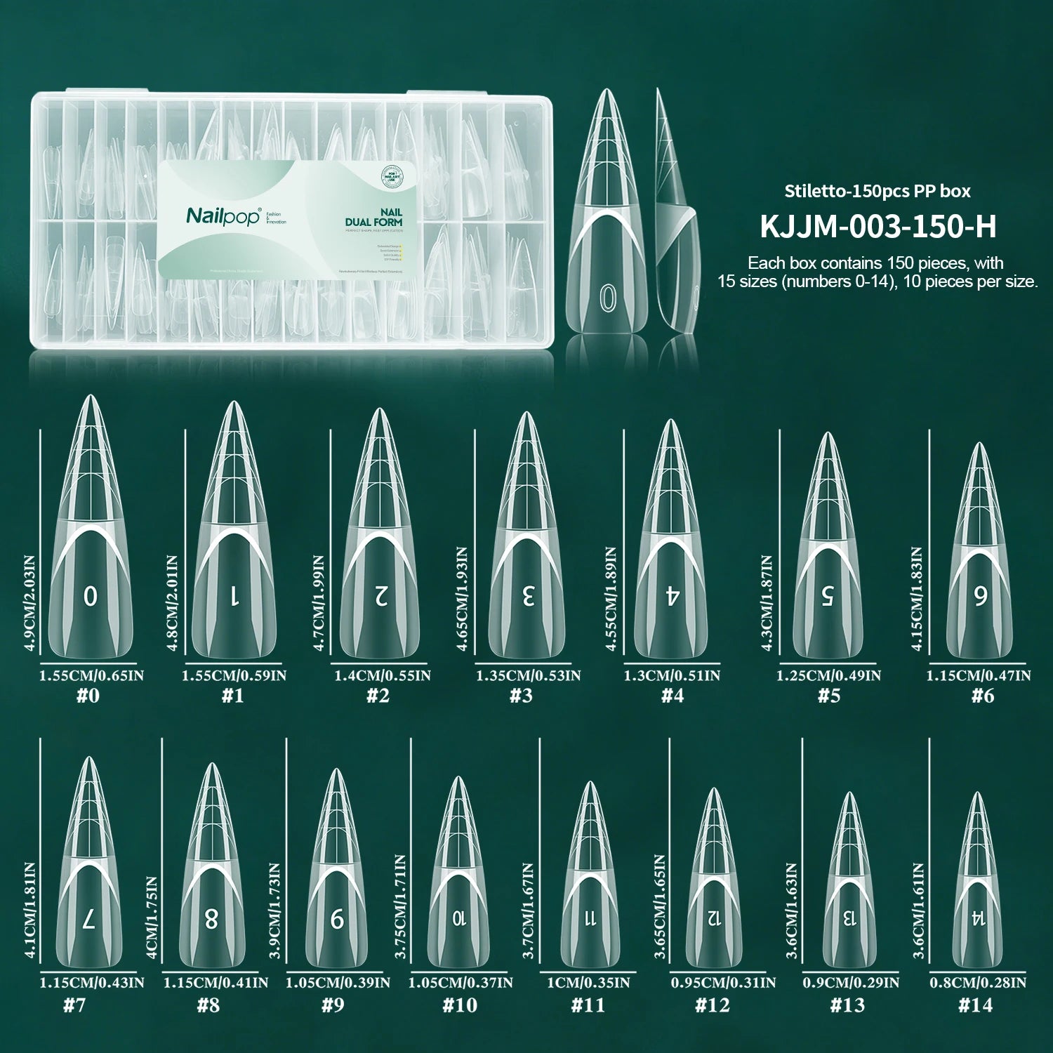 Moules à Ongles Réutilisables pour Nail Art - Nailpop Space French Dual Forms – 15 Tailles, Gel et Extensions, 30/60/75/150 pièces