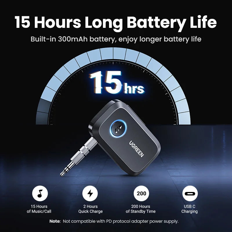 Adaptateur récepteur Bluetooth 3.5 pour haut-parleurs de voiture UGREEN, prise AUX 5.3mm, récepteur de musique audio, mains libres