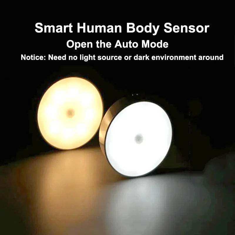 Veilleuse LED intelligente à capteur de mouvement, éclairage automatique d'urgence, chargement USB