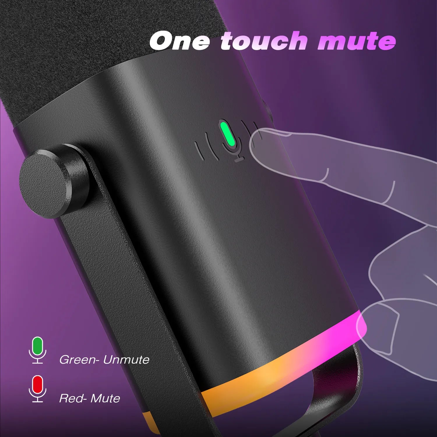 USB/XLR Dynamic Microphone with Touch Mute Button, I/O Controls, for PC PS5/4 Mixer, Gaming Mic, Ampligame AM8
