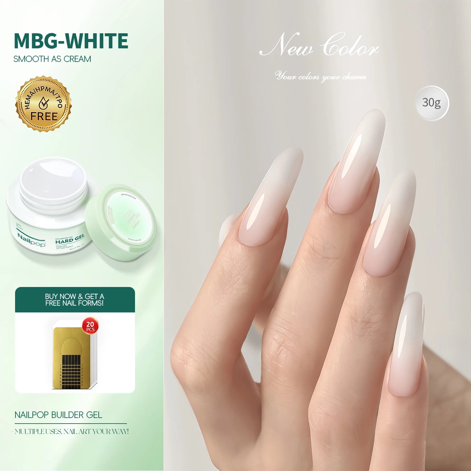 Gel de Construction UV/LED - Builder Gel Nailpop HEMA-FREE 30 g ou 100 g