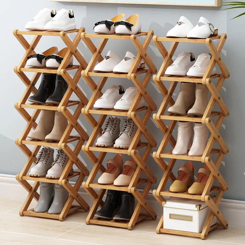 Bamboo Shoe Rack, Simple and Foldable, 2 to 6 Tiers
