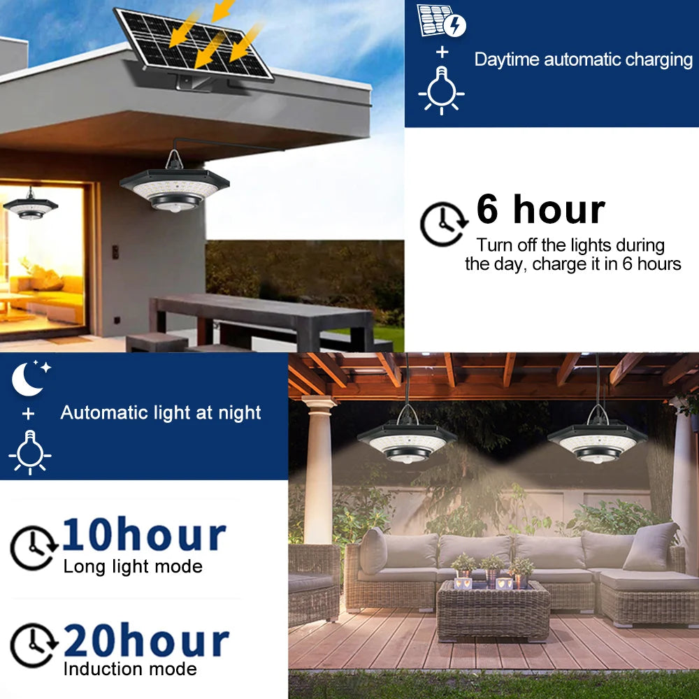 Wasserdichte Solar-Hängeleuchten – 288 LEDs mit Bewegungsmelder