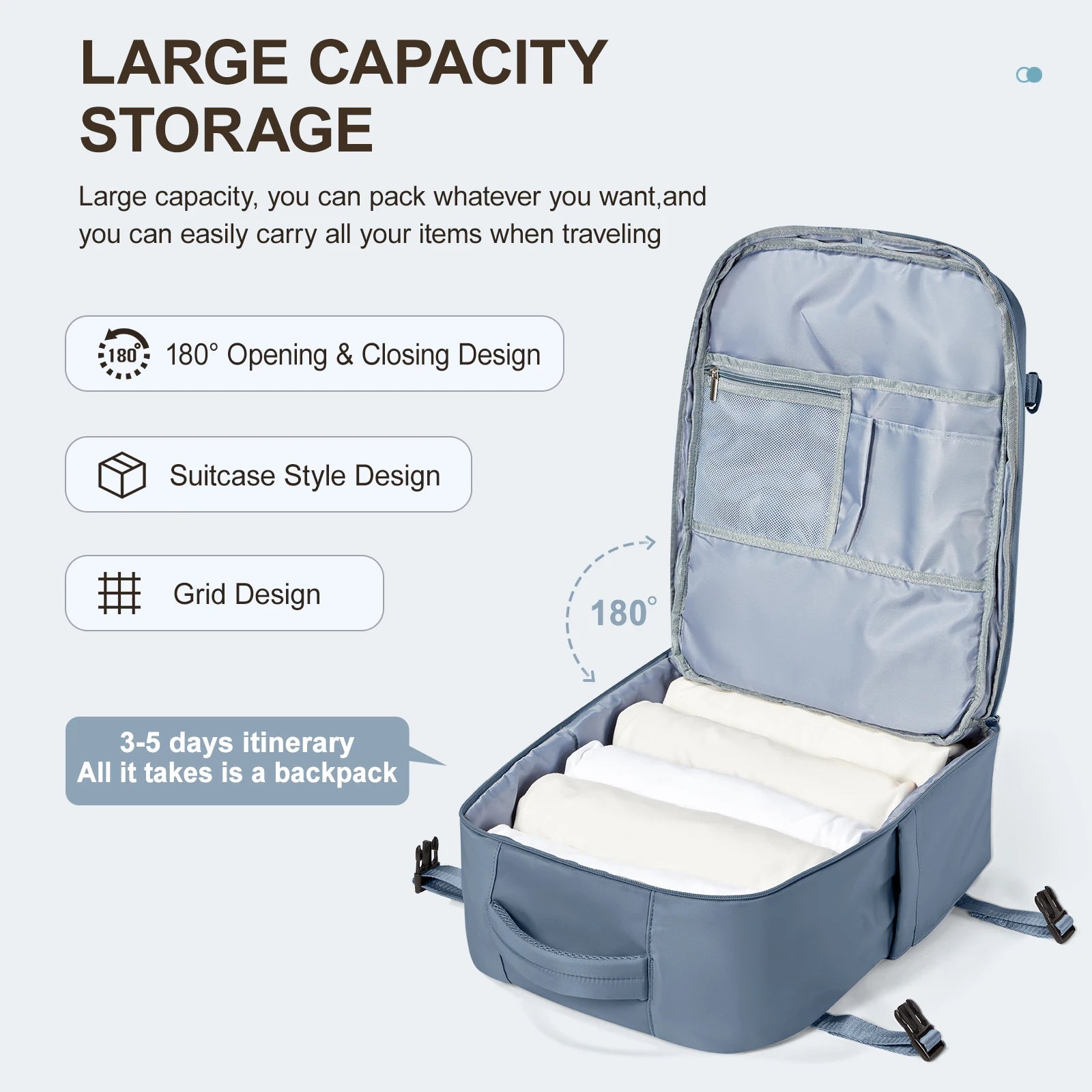 Sac à Dos de Voyage pour Ordinateur Portable, Grande Capacité Easyjet Carry-On 45x36x20, Ryanair 40x20x25, pour Femme et Homme