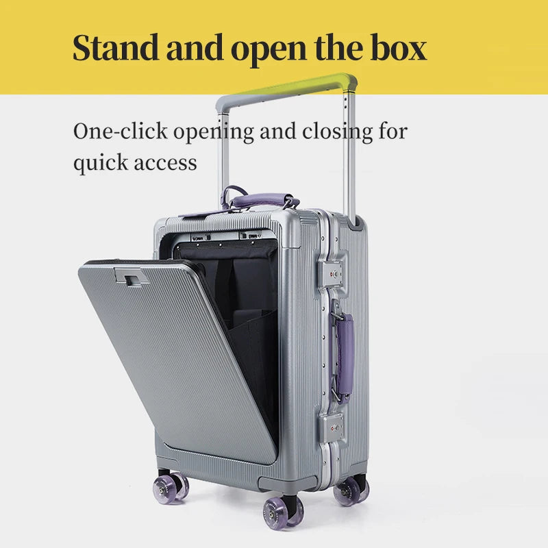 Valise à ouverture frontale SUSHIMU Trade 2025 – nouvelle poignée télescopique, bagage à main pour hommes et femmes, 20 pouces
