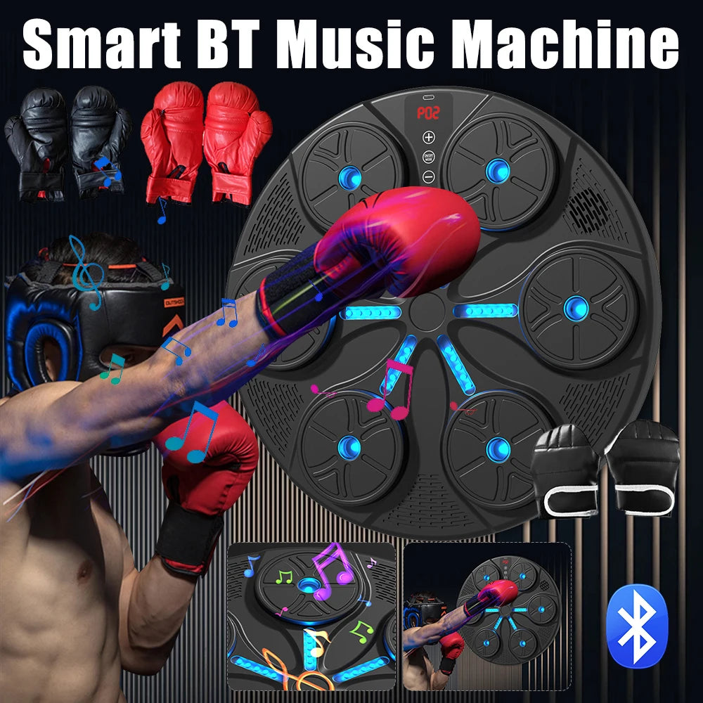 Machine de boxe musicale intelligente HOSPORT – Cible murale Type-C, USB, Compatible Bluetooth avec gants pour salle de sport à domicile