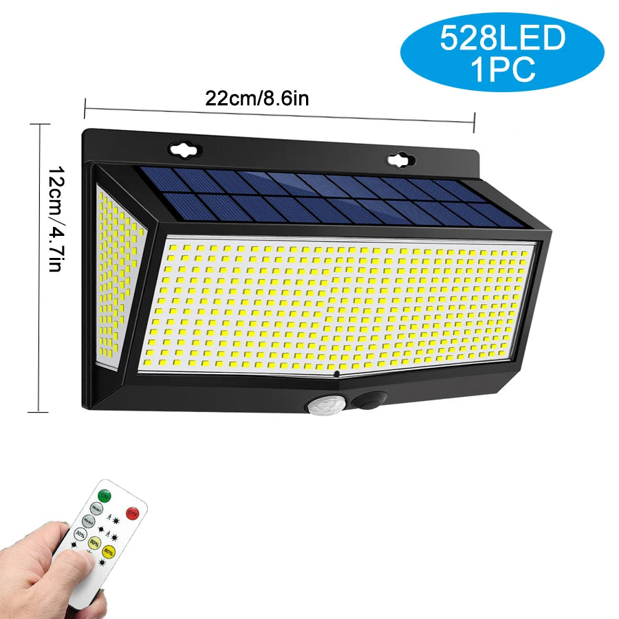 Superhelle Solar-Wandleuchte mit 528 LEDs