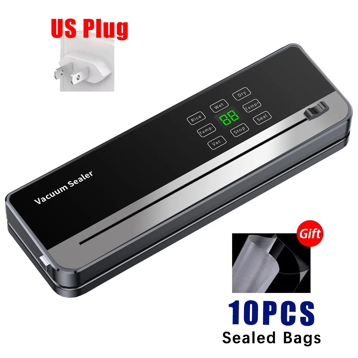 SZUK – Scelleuse sous vide électrique alimentaire, coupe intégrée, bouton tactile sec/humide, stérilisation UV