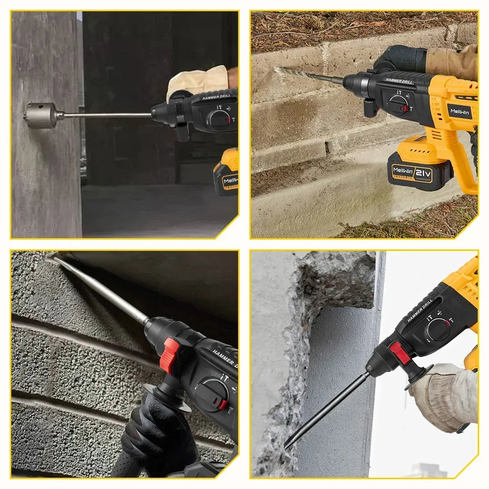 MELLWIN 26MM perceuse à percussion électrique sans brosse sans fil ménage marteau à percussion rotatif outil électrique pour Makita 18V batterie broche