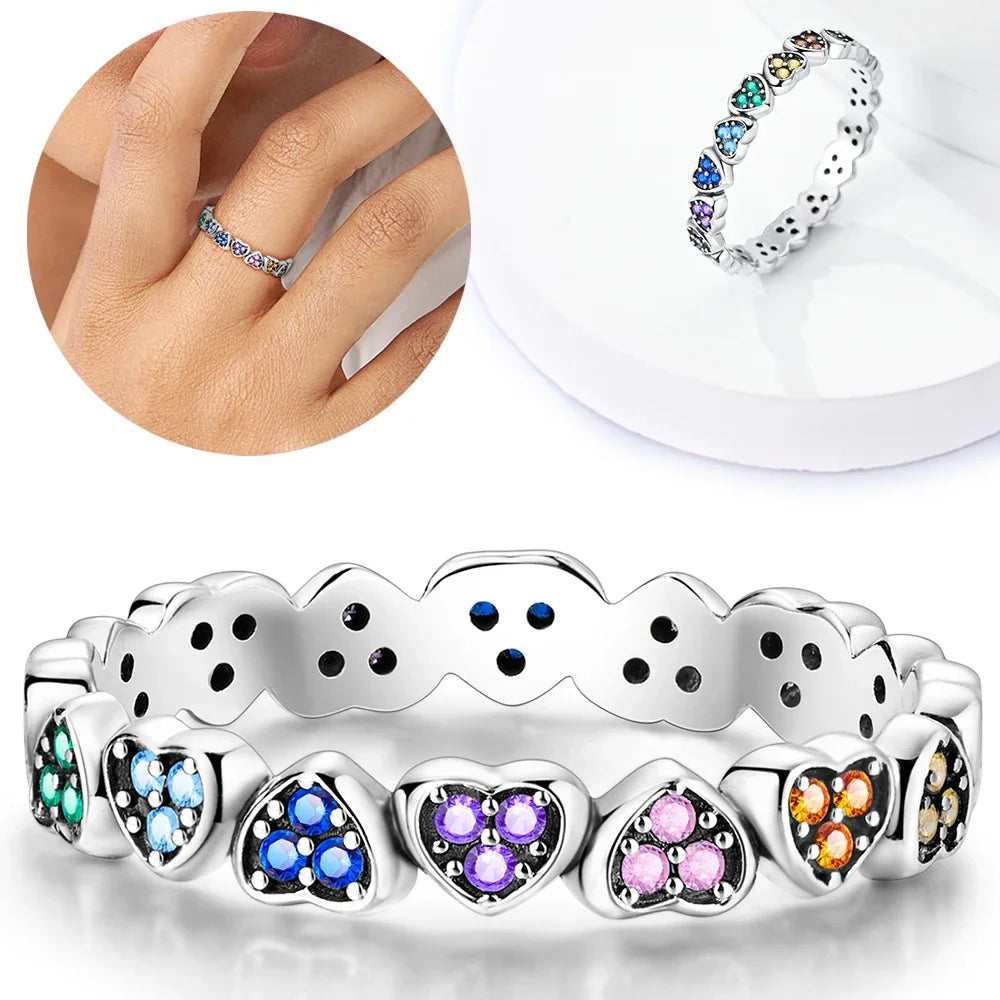 Bagues en argent en forme de cœur pour femme, breloques en forme d'amour, perle, simple, luxe, série, bague, bijoux