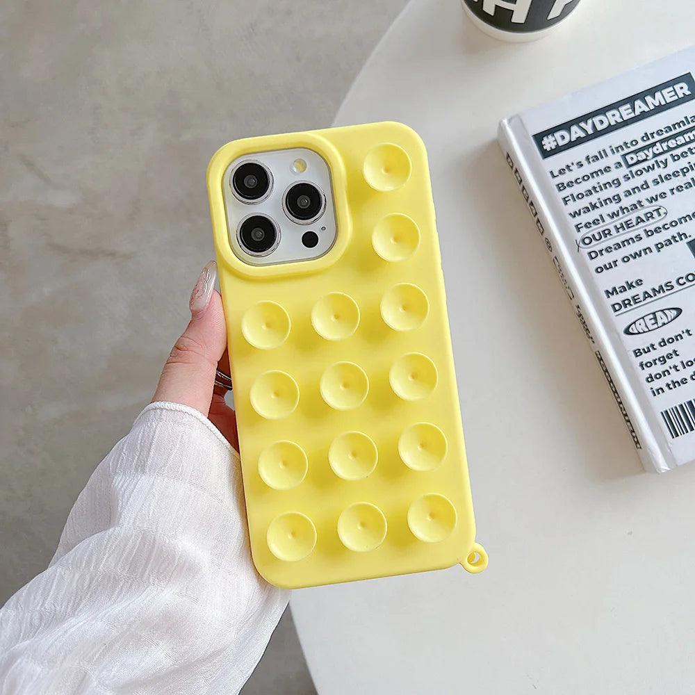 Coque de téléphone en Silicone souple à ventouse – Étui antidérapant antichoc couleur bonbon – iPhone 17/16 Pro Max/15 Pro Max Plus/14/13/12/XR