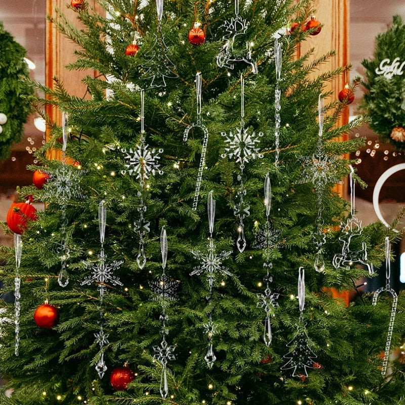 Pendentifs Flocons de Neige en Cristal – Lot de 8 Ornements Suspendus