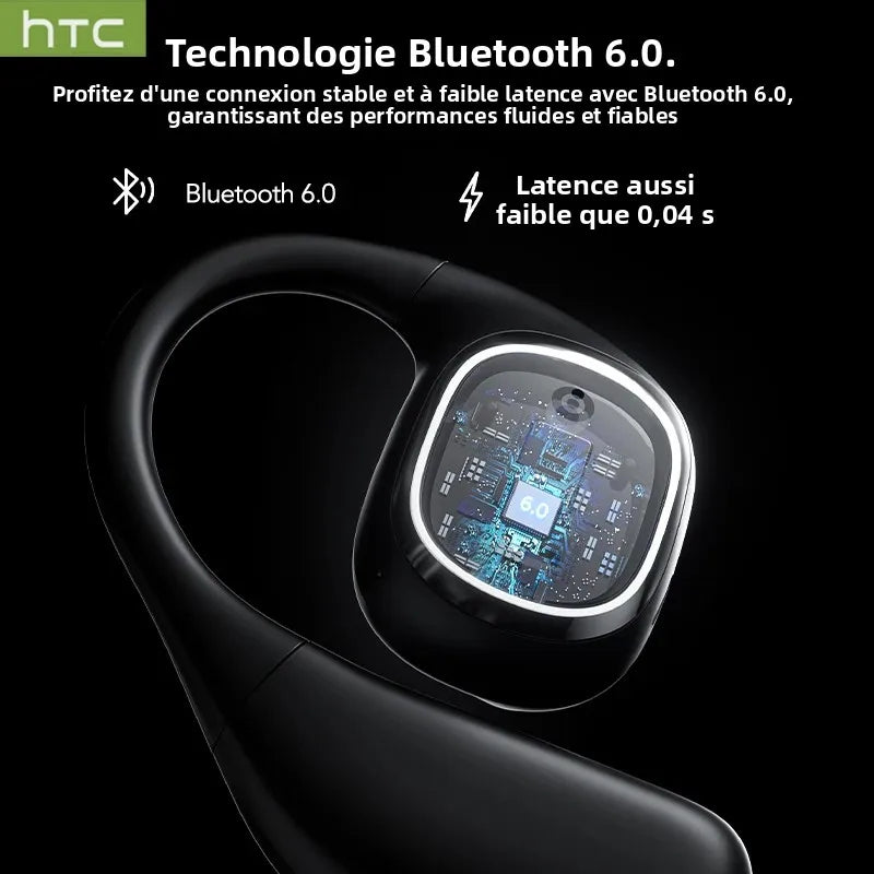 Écouteurs Bluetooth V6.0 HTC NE11, traducteur IA, réduction du bruit, écouteurs sans fil OWS Sports, écran tactile LCD