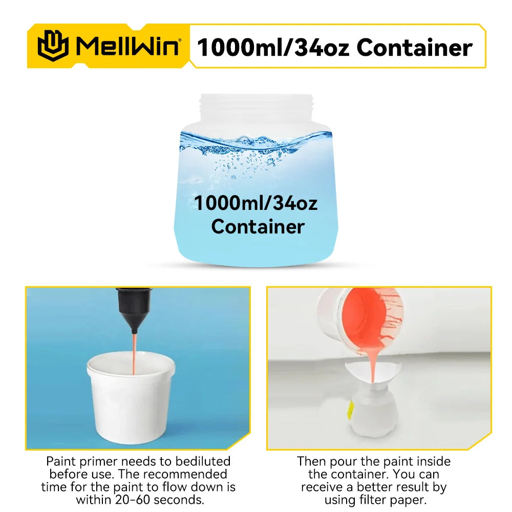 Pistolet de pulvérisation de peinture électrique 1000ML MELLWIN – Sans fil Portable HVLP pour meubles et voiture, compatible broche Makita 18V