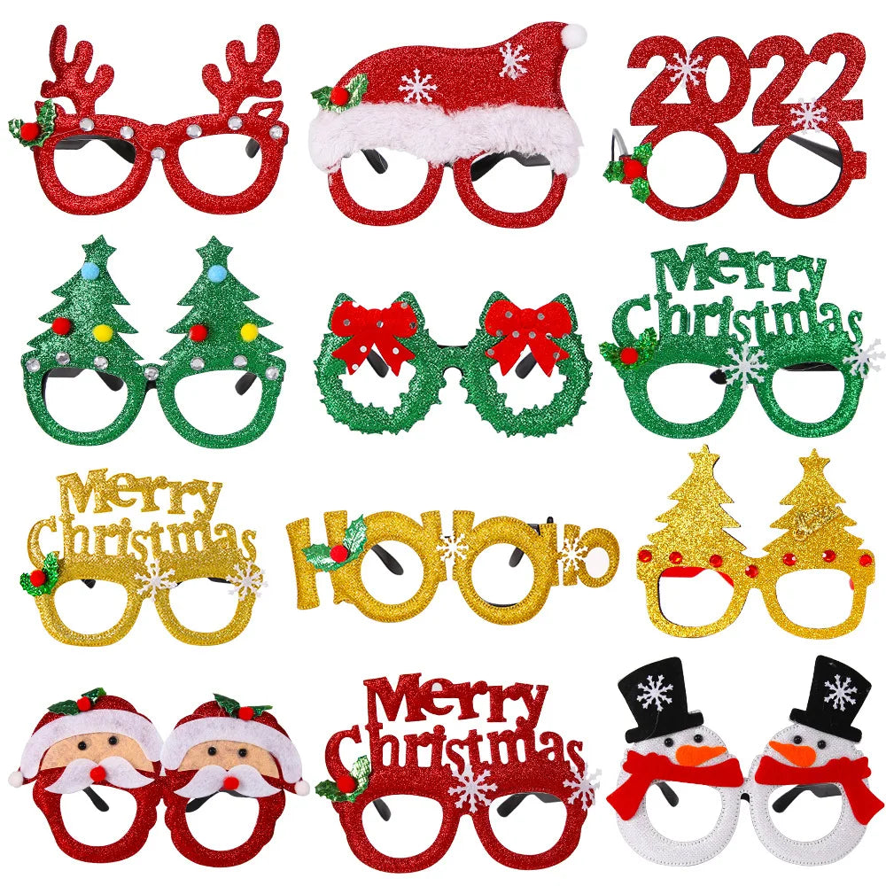 ACCESSOIRE CRAZY PARTY Décorations de Noël, lunettes de Noël pour enfants, ornements de Noël 2024, père Noël, bonhomme de neige, bois, montures de lunettes