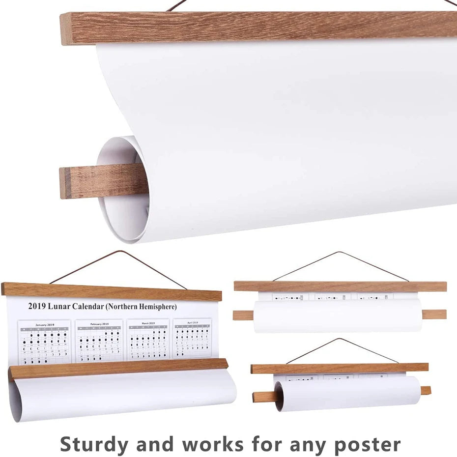 Cadre d'affiche magnétique en bois de pin, support de Photo suspendu pour images, impressions sur toile, affiche, défilement, support d'impression d'art