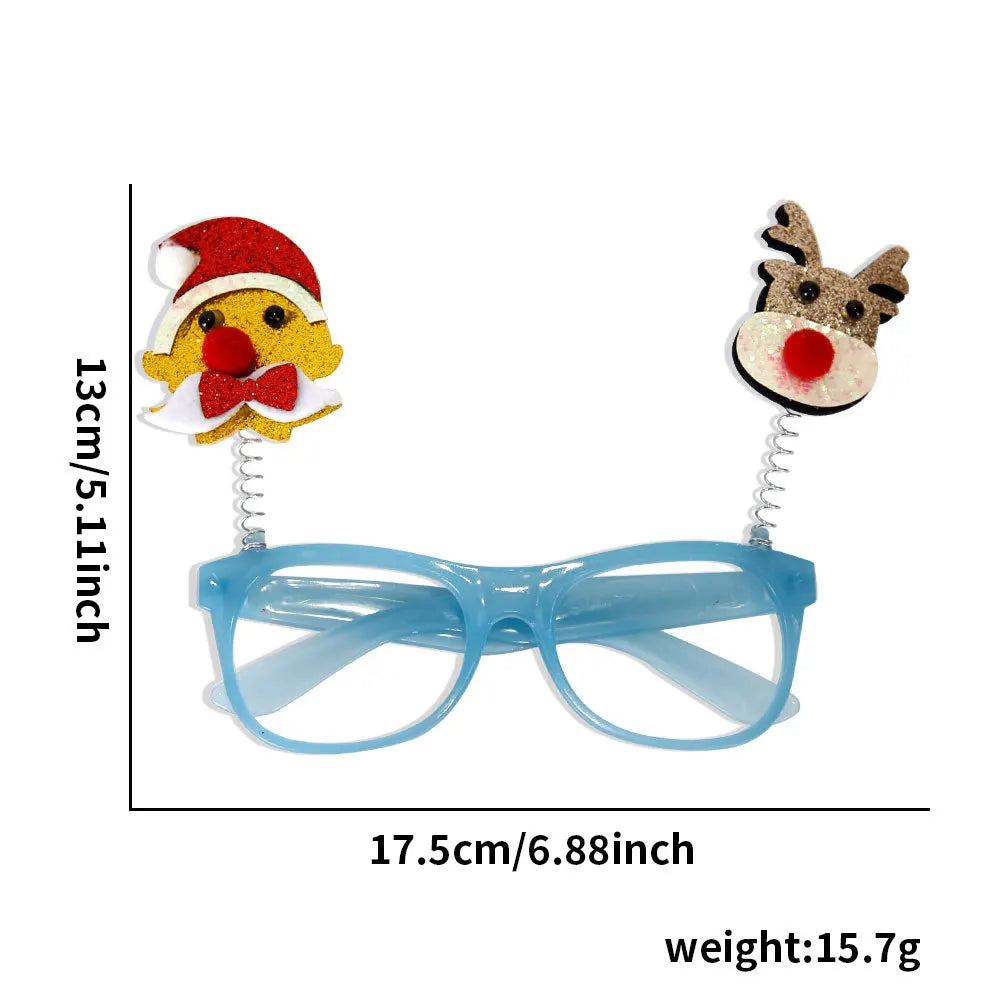 Lunettes de Noël, père Noël et bonhomme de neige, décoration de fête, cadres de lunettes à lumière froide