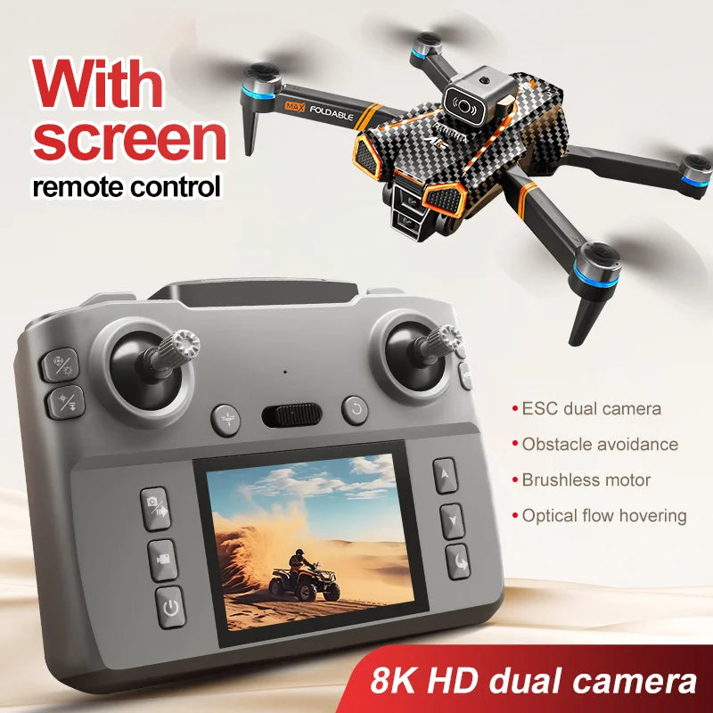 Drone A18pro 2025 avec écran 8K HD, photographie aérienne, double caméra, sans balais, omnidirectionnel, pour éviter les obstacles, jouet RC, cadeau