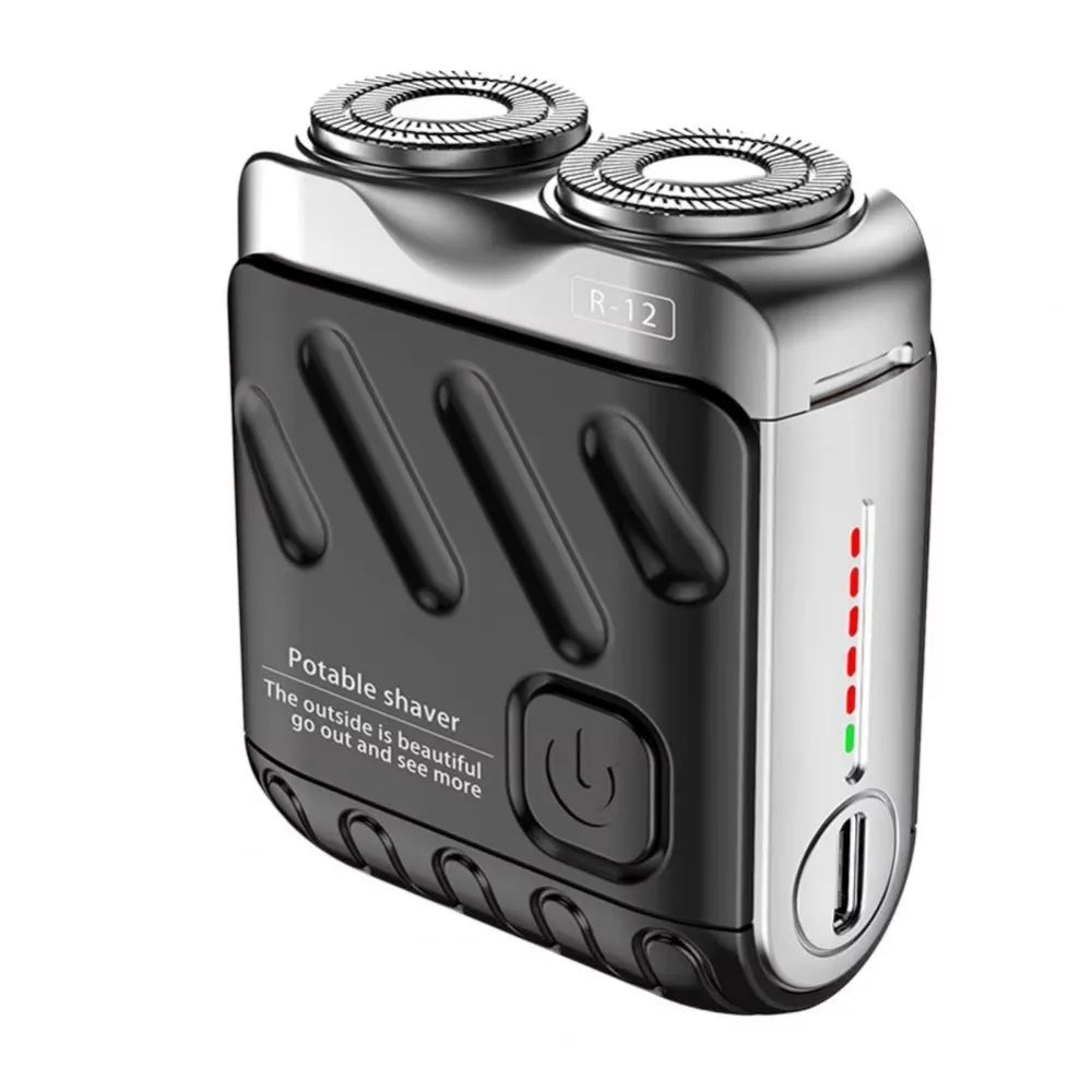 Mini rasoir électrique compact pour hommes – double tête rotative magnétique, portable, étanche, 9000 tr/min